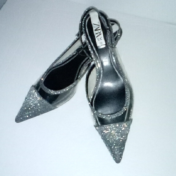 Zara Shoes - Zara black silver sparkly heels